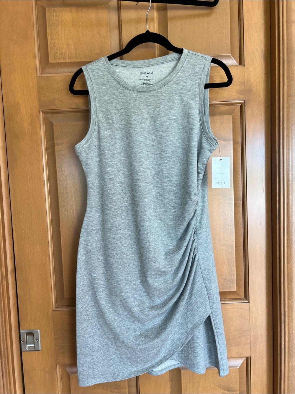 Nine West Heather Gray Sleeveless Ruched Sheath Dress